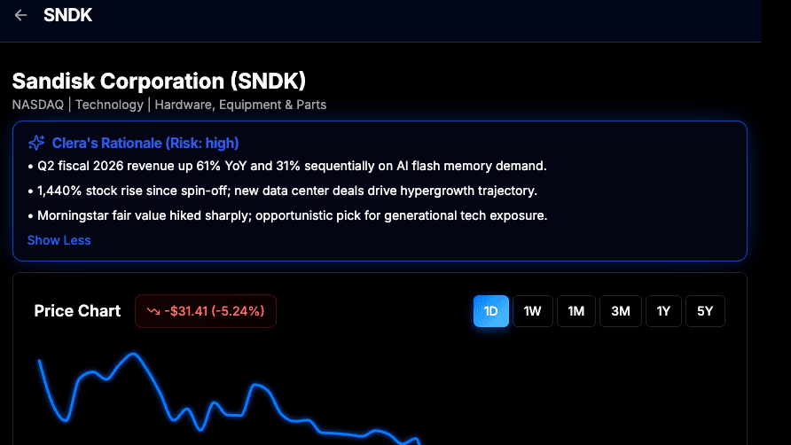 Clera's personalized stock pick with AI rationale